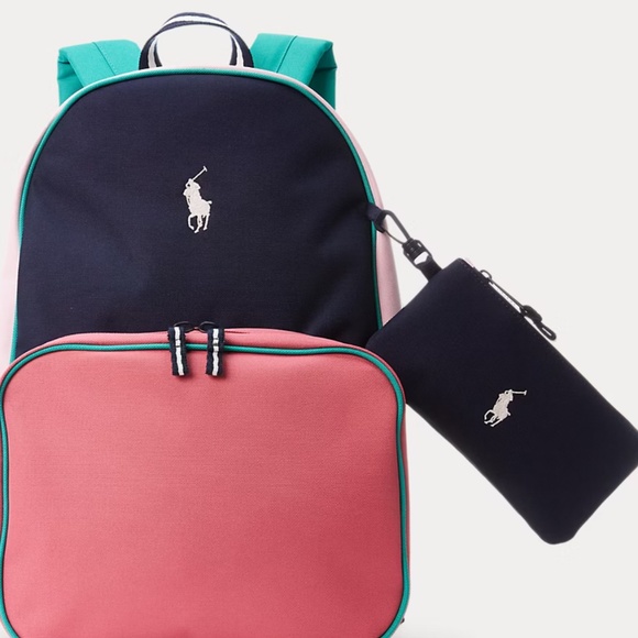 NEW ! Polo Ralph Lauren Pink Backpack & Lunch Tote Set - Picture 4 of 7